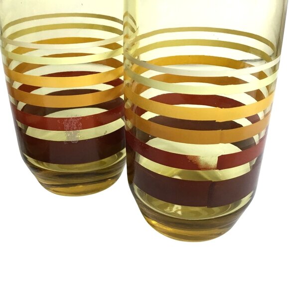 ANCHOR HOCKING VTG Striped Cooler Glasses Set 4 w/ Box 16oz NOS USA Barware MCM - Picture 11 of 12